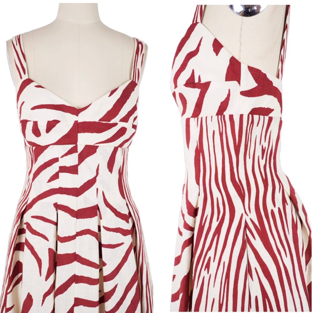 NWT NICHOLAS Selene Linen Maxi Dress Sz4/6 Brick Toledo Print - Picture 5 of 7